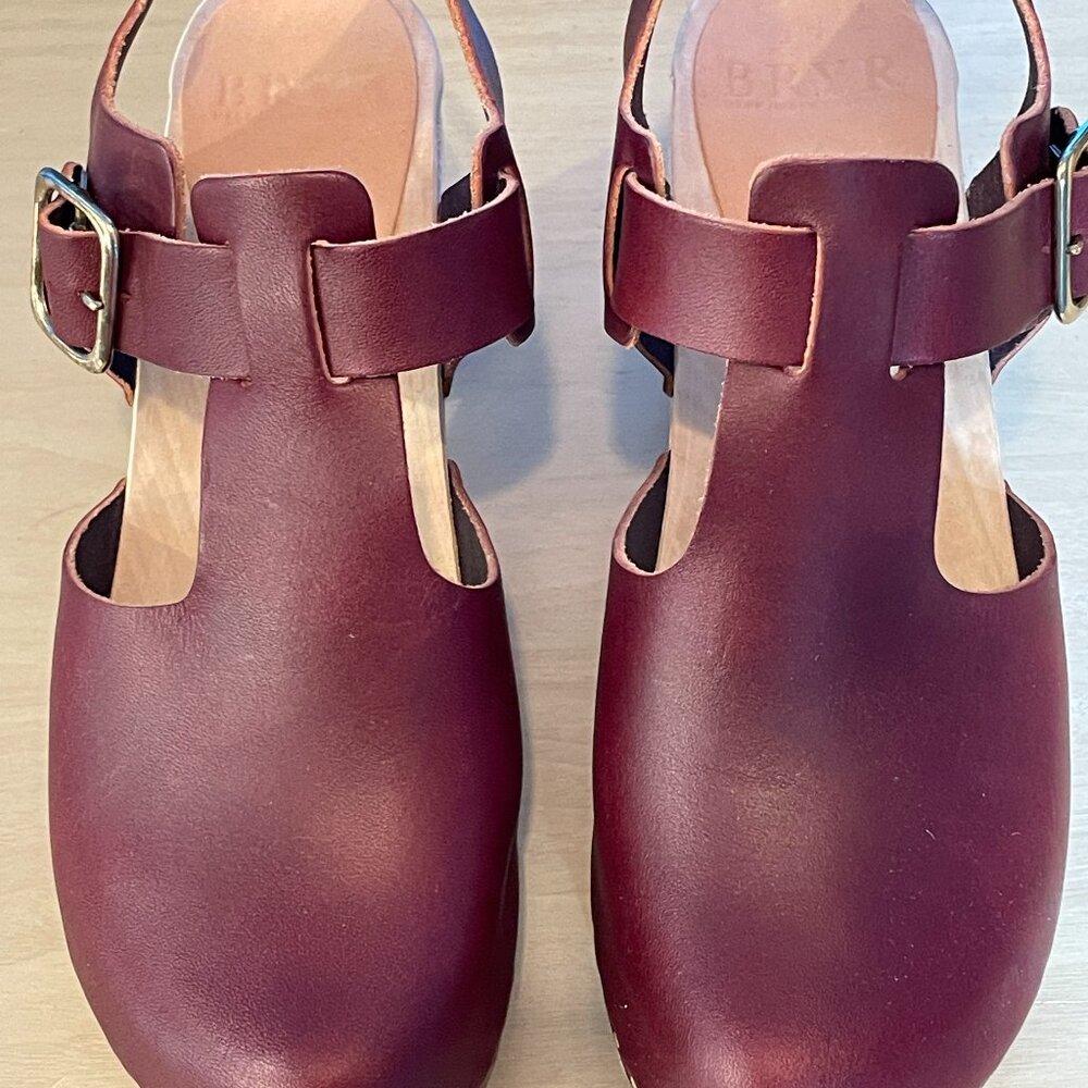 Bryr Oxblood T-Strap High Heeled Clogs